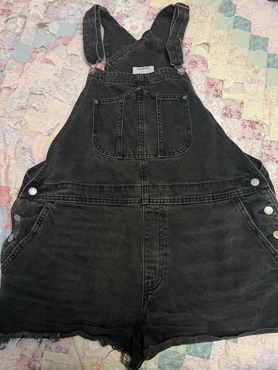 Old Navy Pants - Old Navy Black Relaxed Denim Overalls Shorts